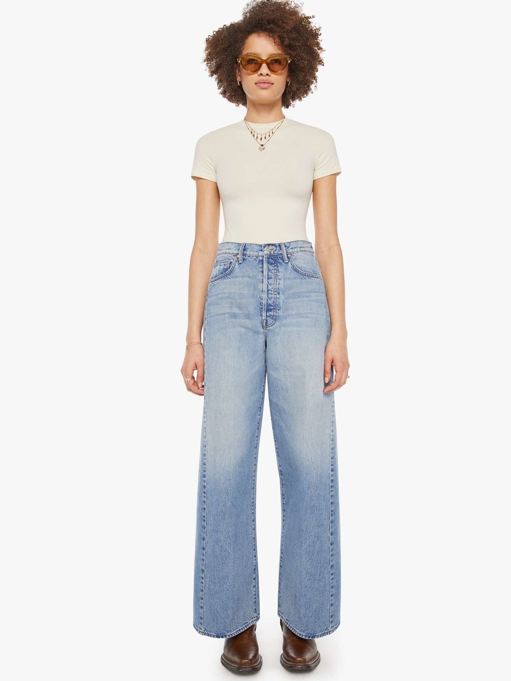 MOTHER The Pipe Dream Button Sneak High Rise Jeans in Leap At The Chance - Picture 4 of 16